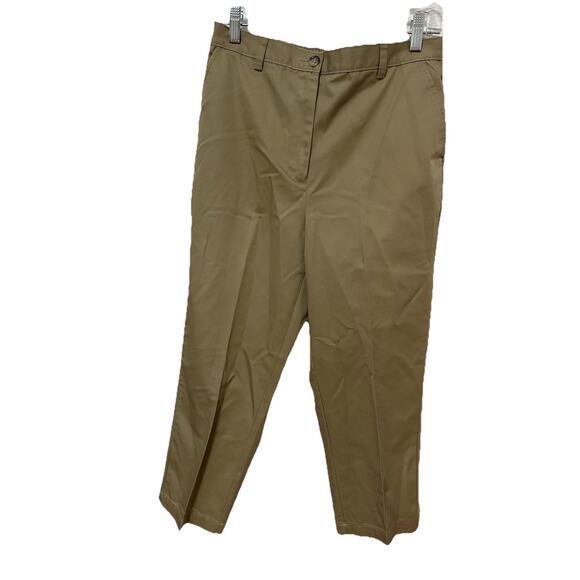 LANDS’ END Women’s High Rise Straight Leg Khaki Pants Size 10 - Picture 1 of 6